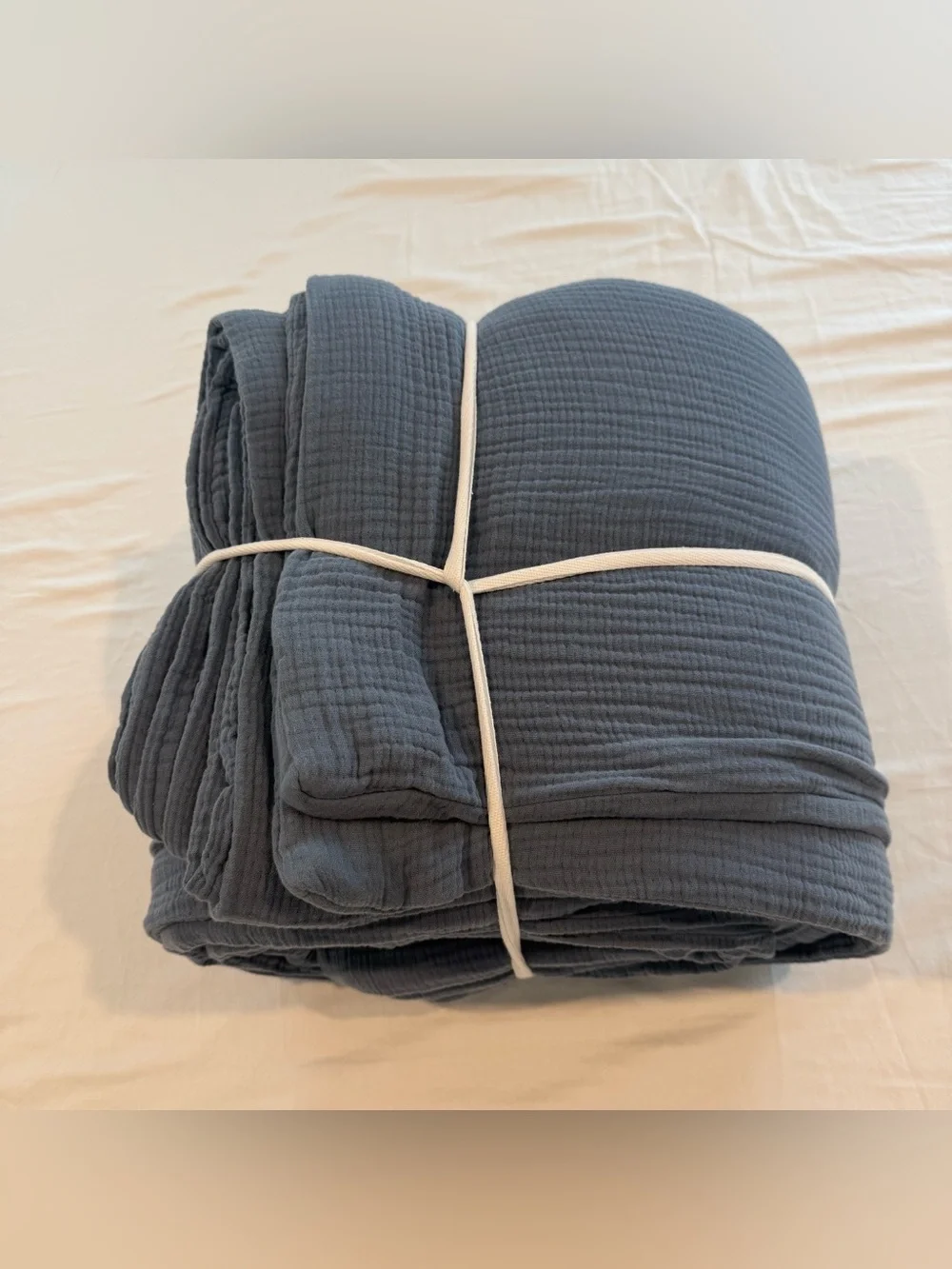New Quince Organic Cotton Gauze Duvet Cover Set King/Calking - Mineral Blue $170